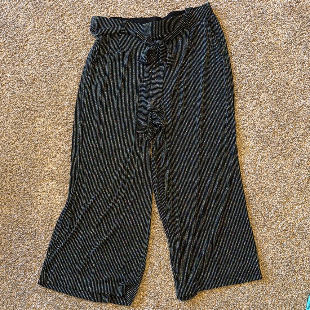 Torrid Black and Silver Metallic Wide Leg Pants - Size 2
